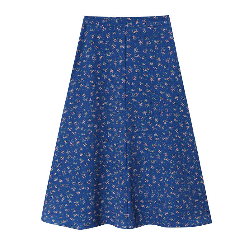 Damen Midi-Rock Floralmuster Elastischer Bund
