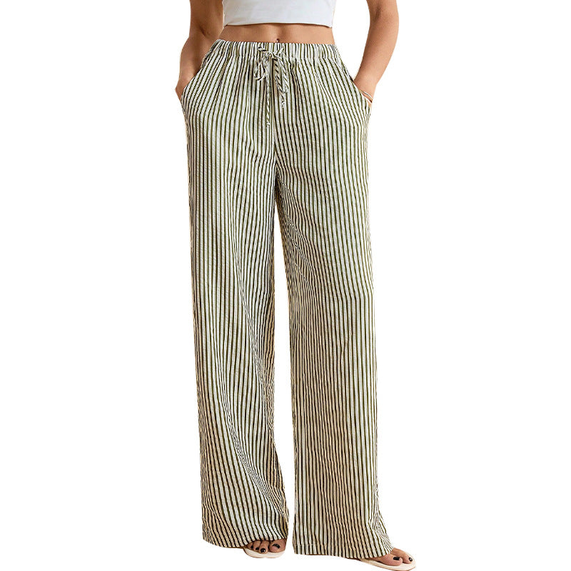 Damen Streifenhose Weit Elastischer Bund Eveloria