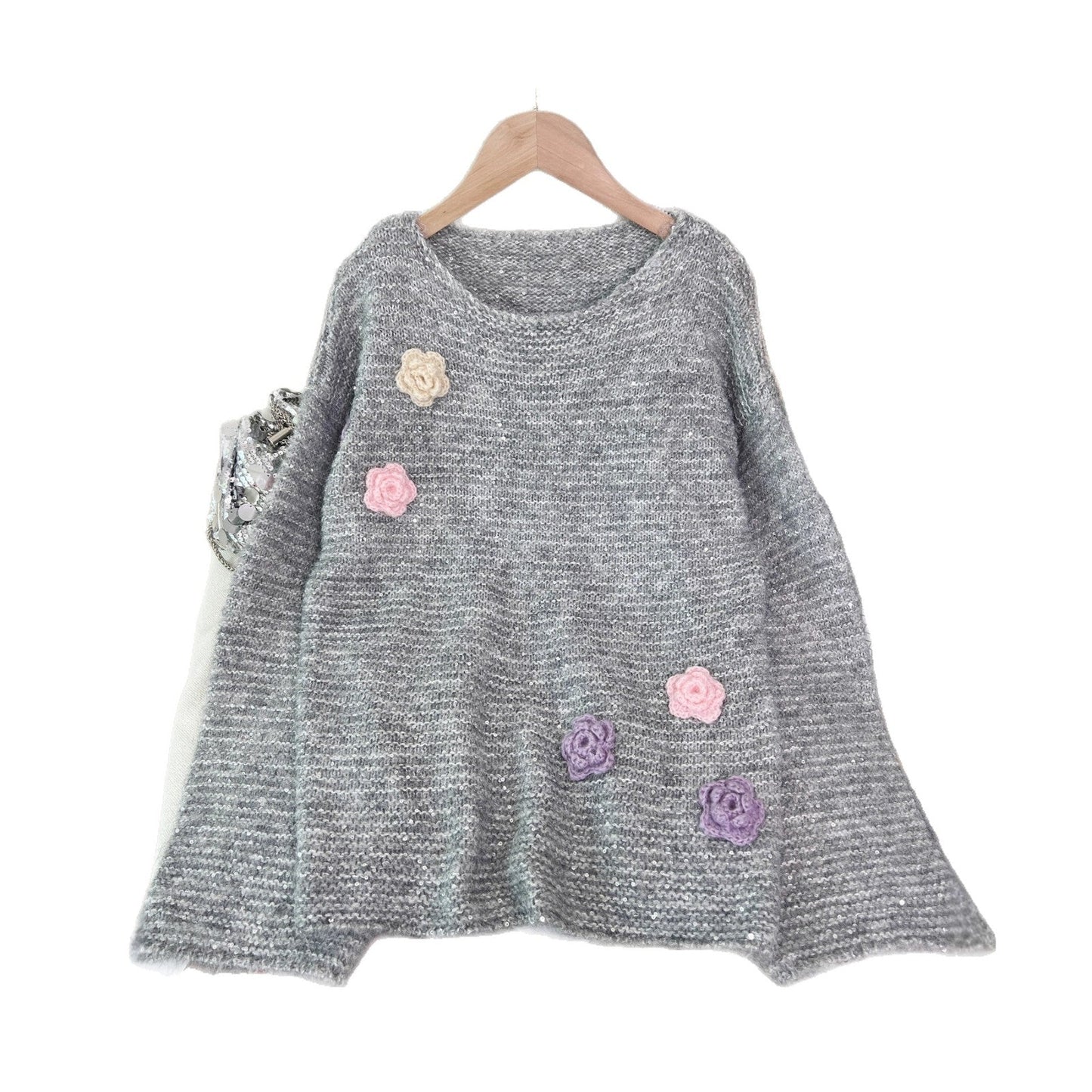 Damen Strickpullover Florales 3D-Design Eveloria
