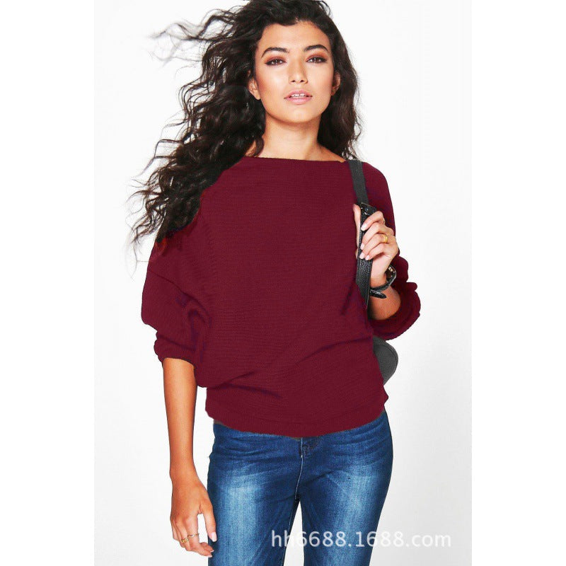 Damen Oversized Pullover Weite Ärmel Strukturiert Beige