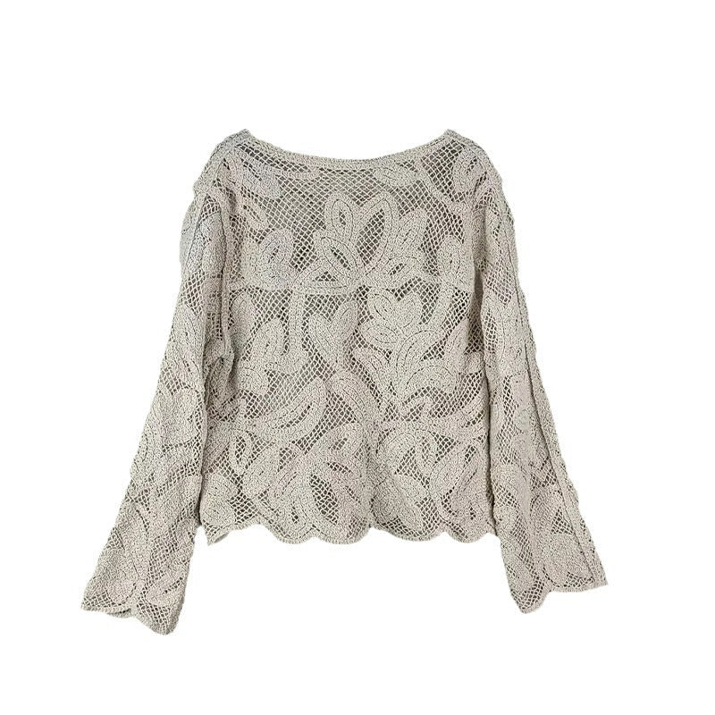 Damen Strickjacke Häkeloptik Luftig Eveloria