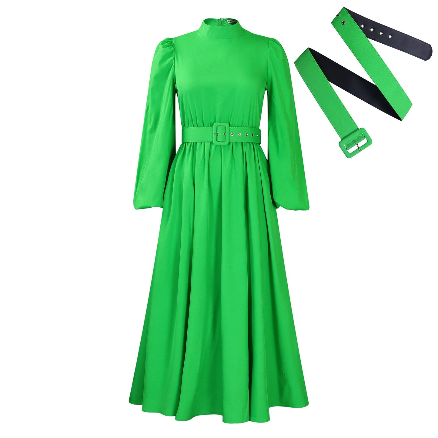 Eveloria Damen Maxikleid Hochkragen Abnehmbarer Gürtel