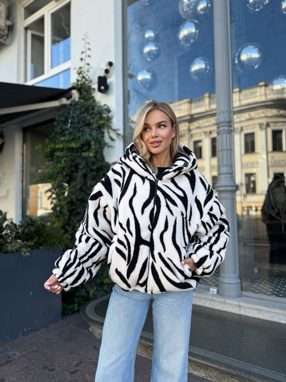 Damen Fleecejacke Kuschelig Muster Eveloria