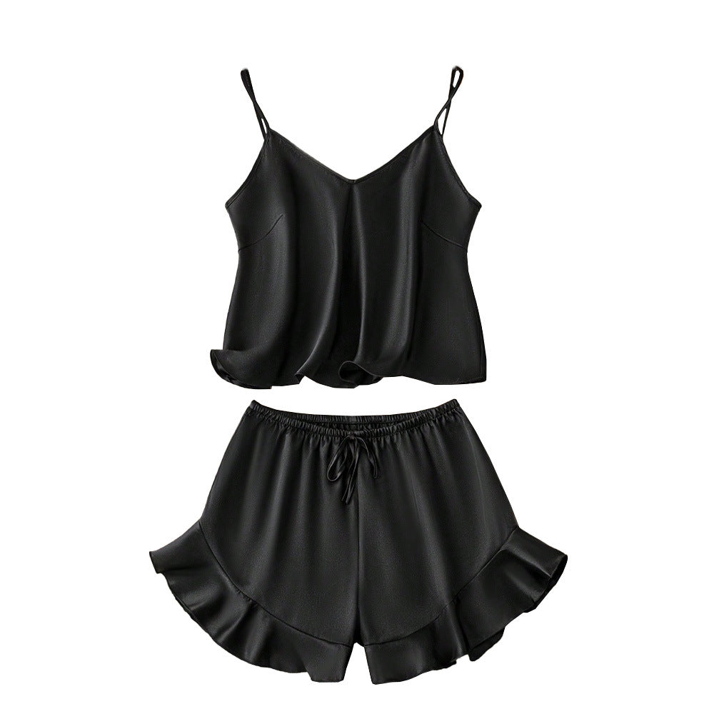 Damen Schlafanzug Satin Optik Zara Style Eveloria
