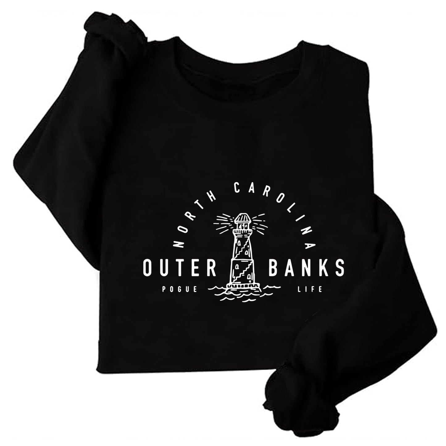 Damen Sweatshirt Leuchtturm-Motiv Lässiger Schnitt Grau Eveloria