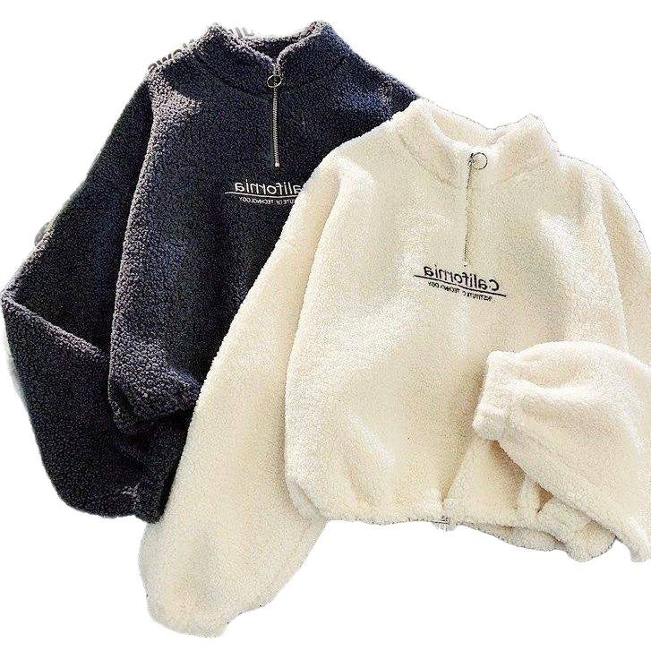 Damen Fleece-Pullover Stehkragen Reißverschluss Eveloria