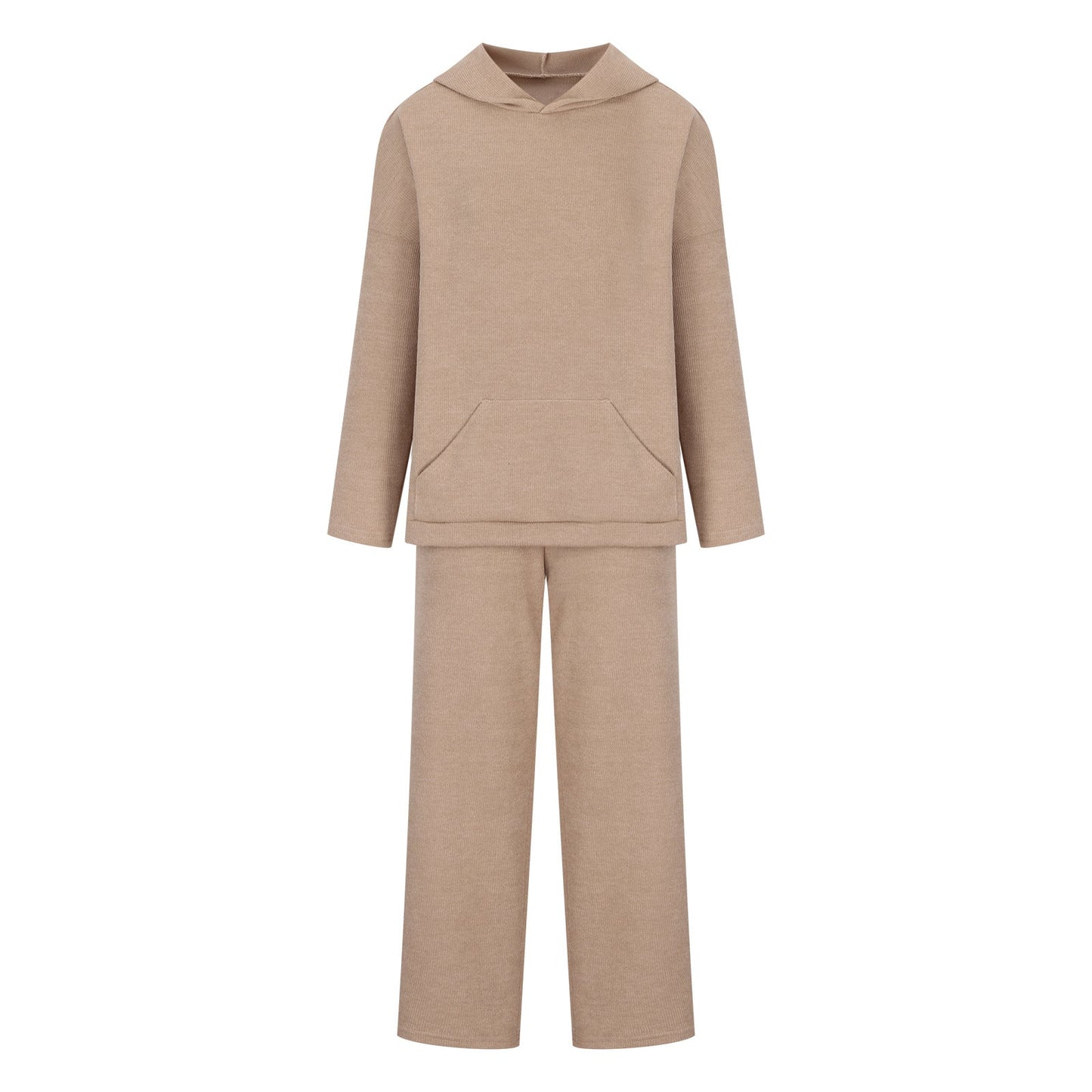 Damen Lounge-Set mit Kapuze und Hose Baumwolle Bequem Grau
