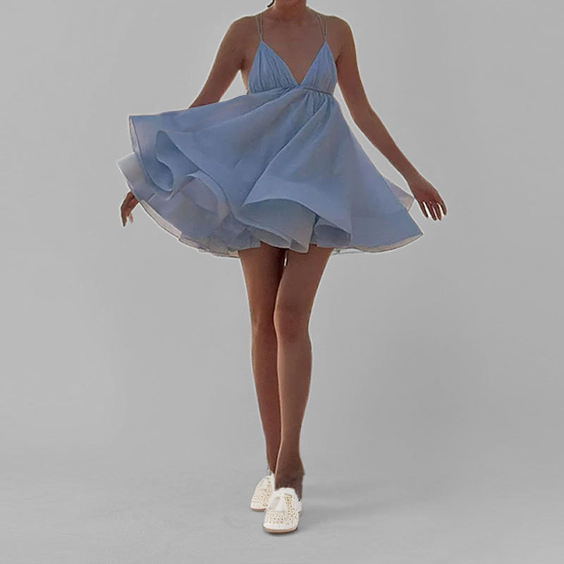 Damen Freizeitkleid V-Ausschnitt Schwingrock Sommerlich Eveloria
