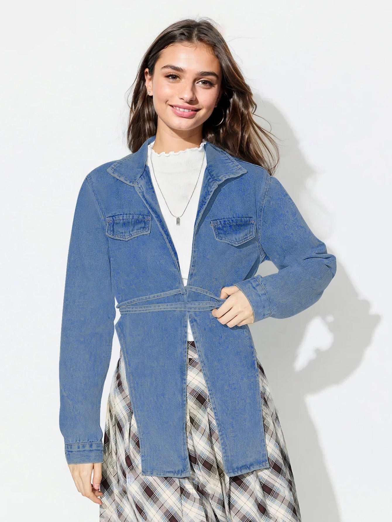 Damen Oversized Jeansjacke Kurz Verkürzter Schnitt Eveloria