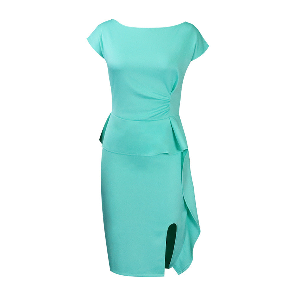 Damen Etuikleid Asymmetrischer Saum Tailliert Eveloria