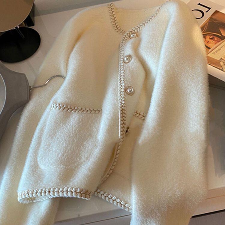 Damen Strickjacke Perlenverzierungen Eveloria