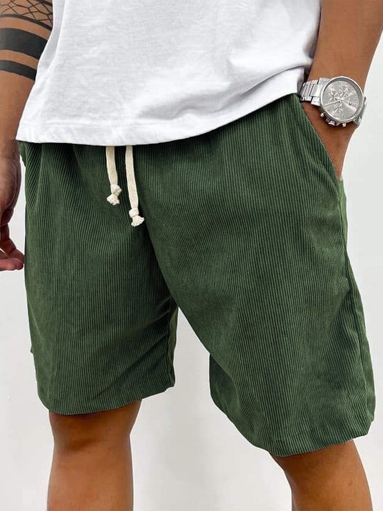 Eveloria Herren Cord Shorts Kordelzug Beige