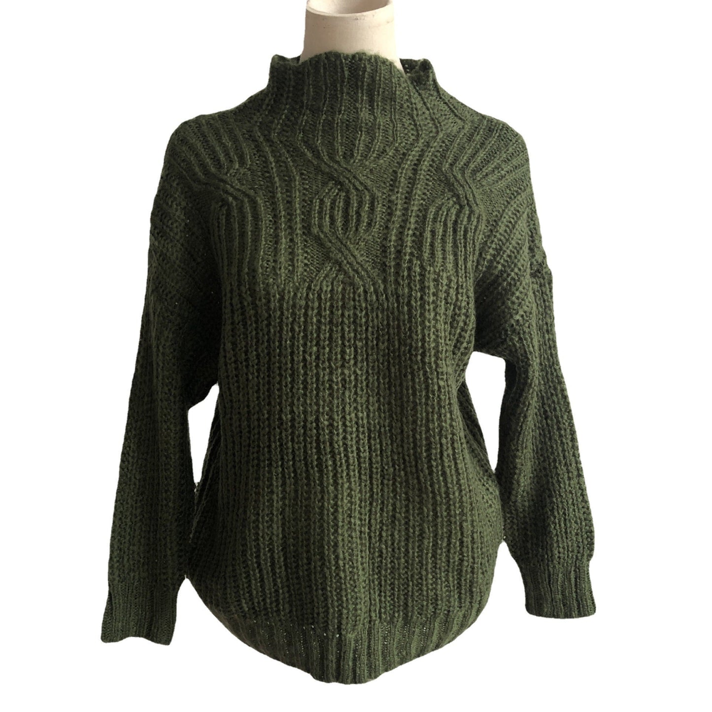 Damen Grobstrickpullover Hochkragen Locker