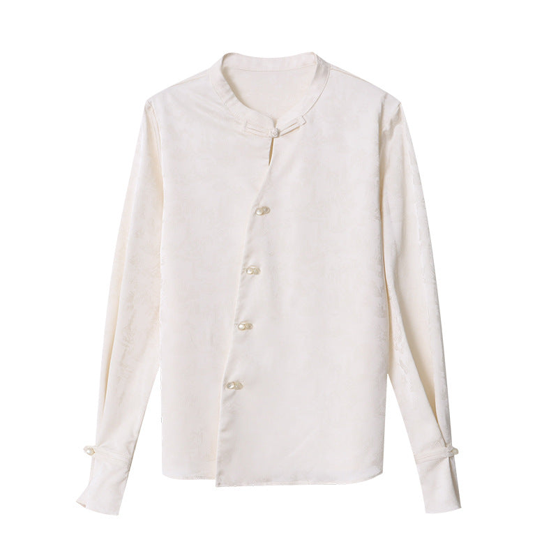 Damen Bluse mit Knöpfen und Stehkragen