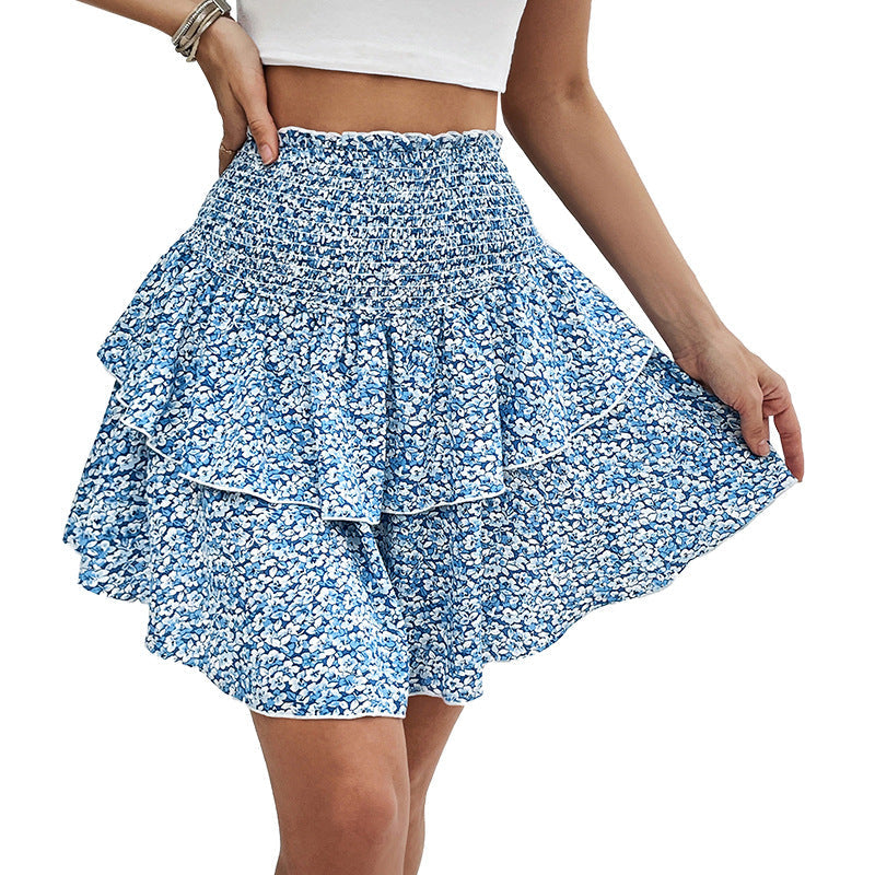 Damen Volantrock Floralmuster Elastischer Bund Eveloria