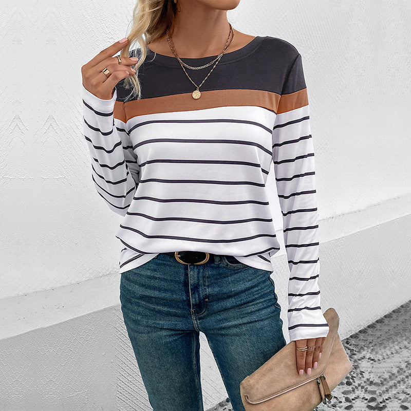 Damen Langarmshirt Streifen Elegant Farbhüpf Design Eveloria