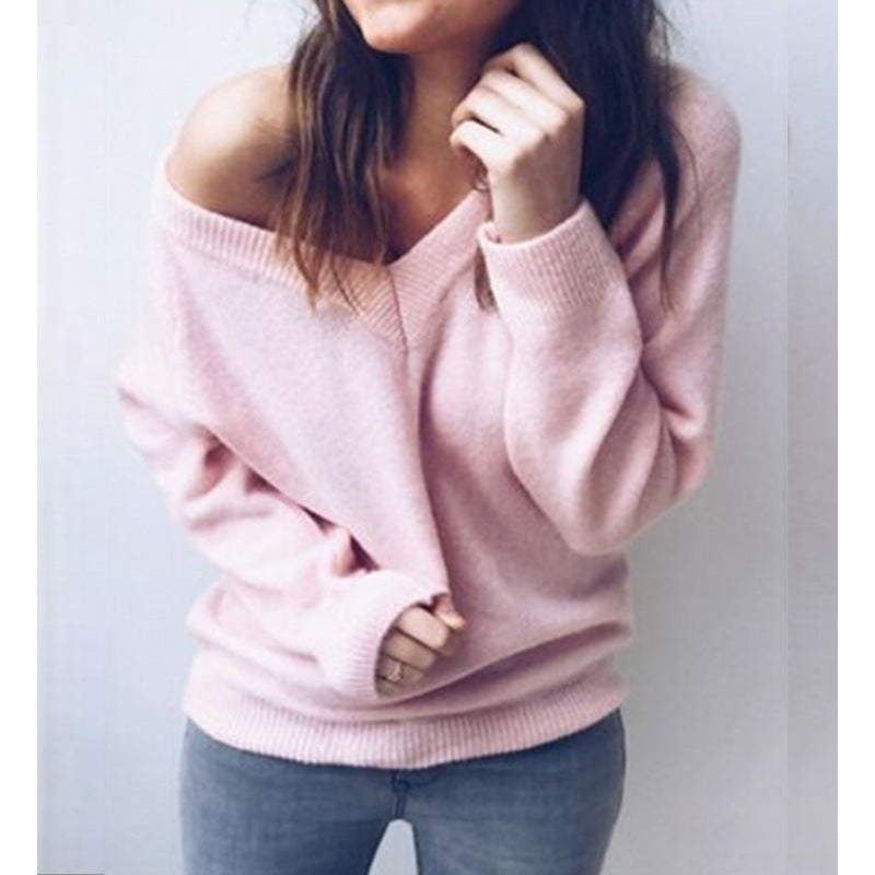 Damen Pullover V-Ausschnitt Lässiger Schnitt Eveloria