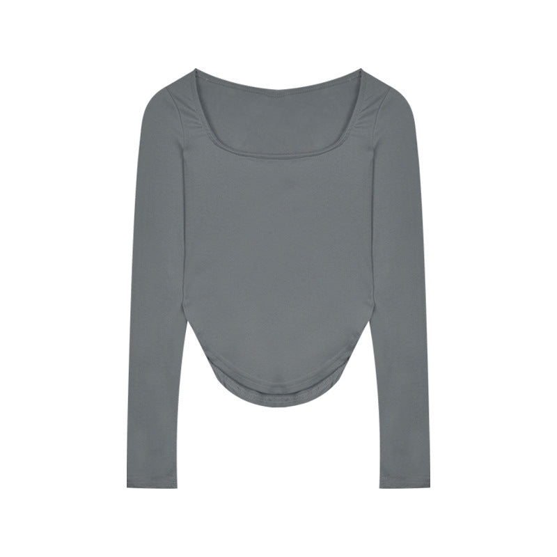 Damen Langarmoberteil Tiefes Dekolleté Figurbetonter Stoff