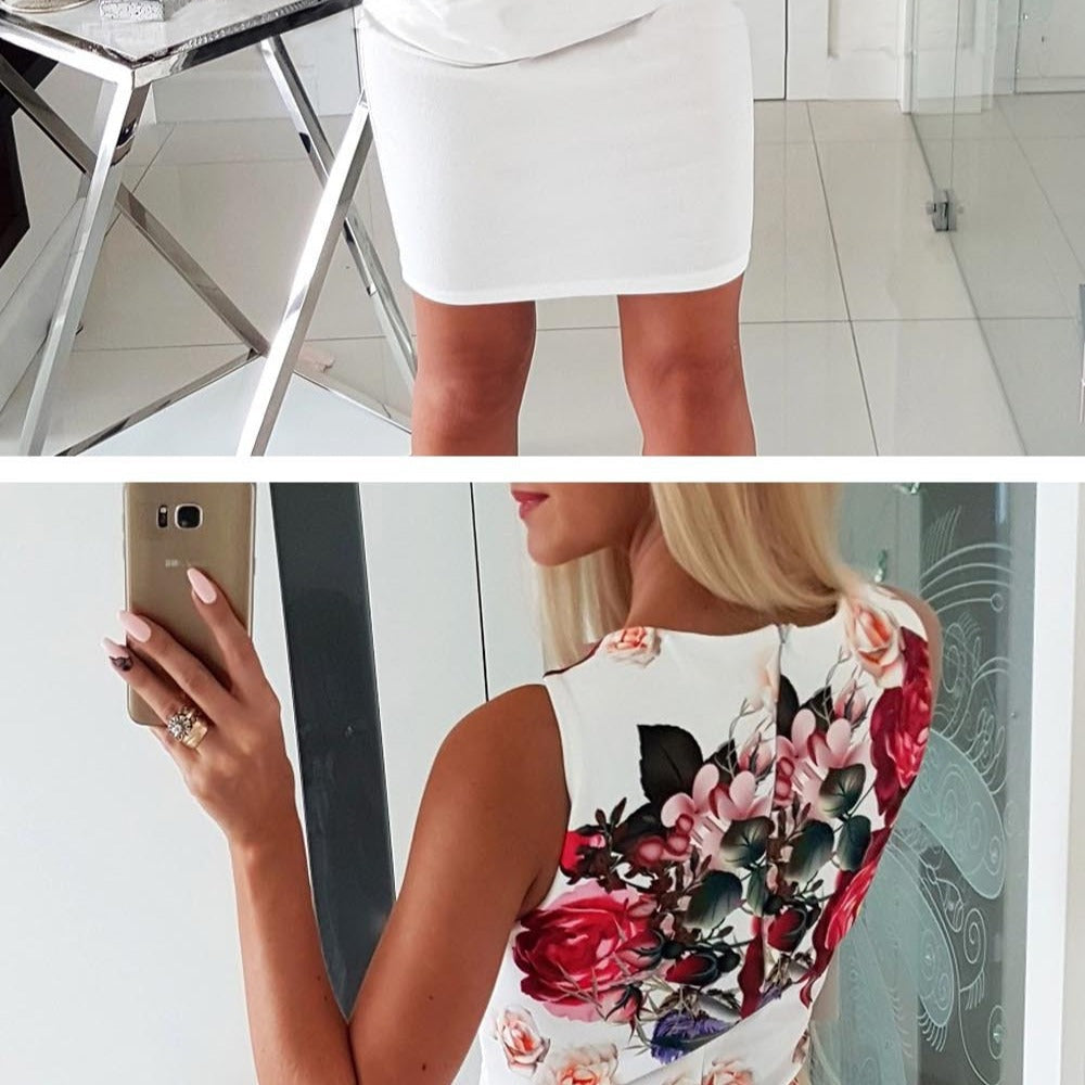 Damen Wickelkleid Blumenmuster Knöpfe Eveloria