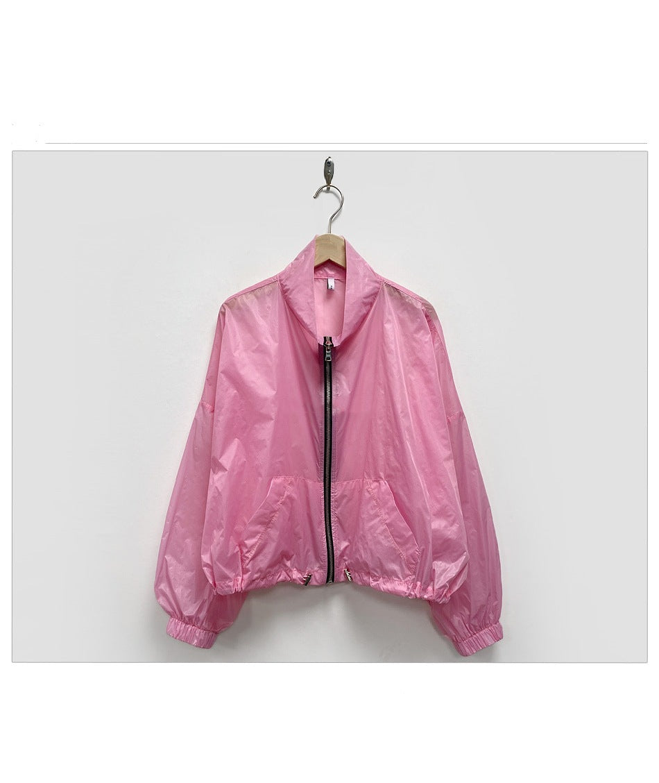 Damen Windjacke Transparent Reißverschluss Eveloria