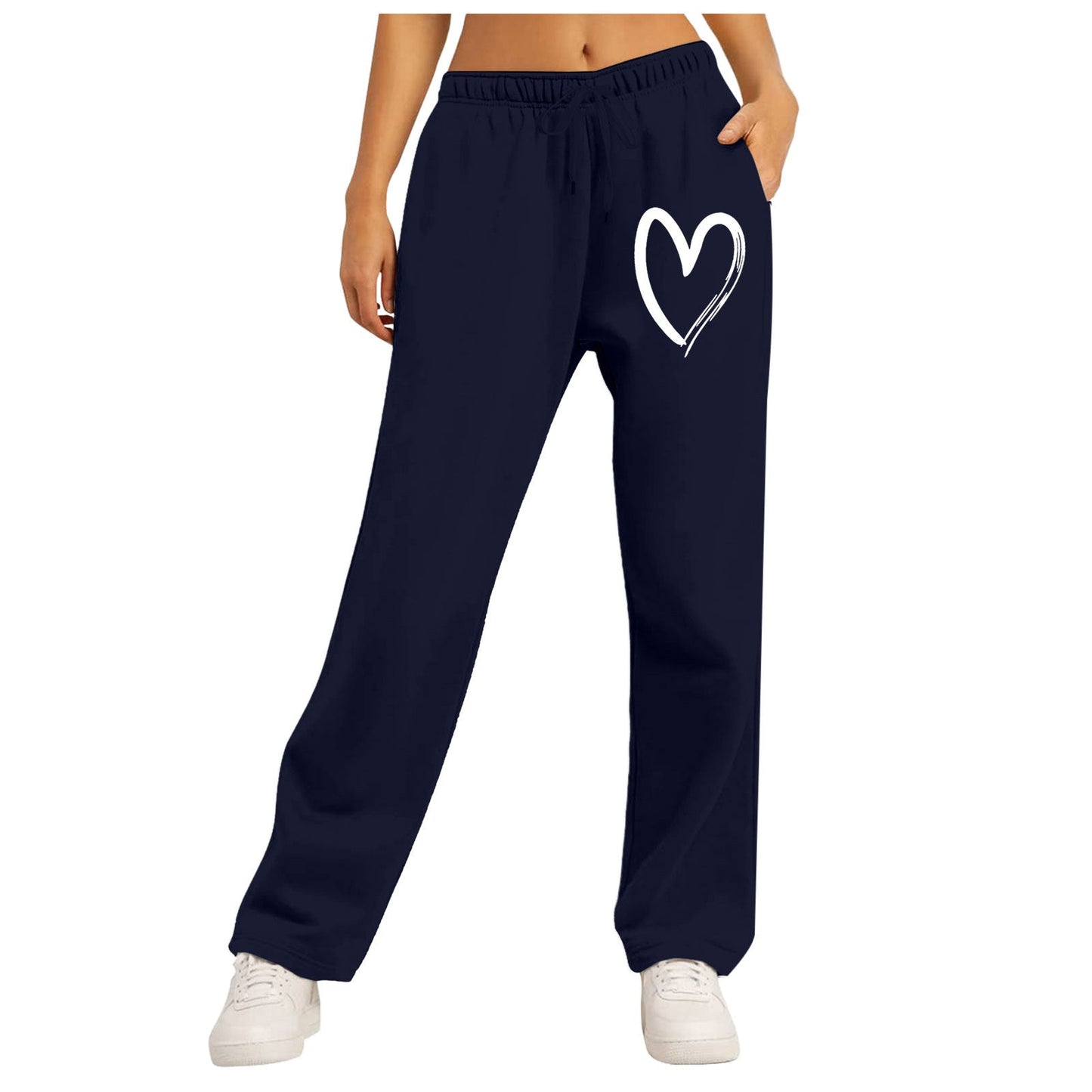 Damen Freizeithose Elastischer Bund Herzmotiv Eveloria