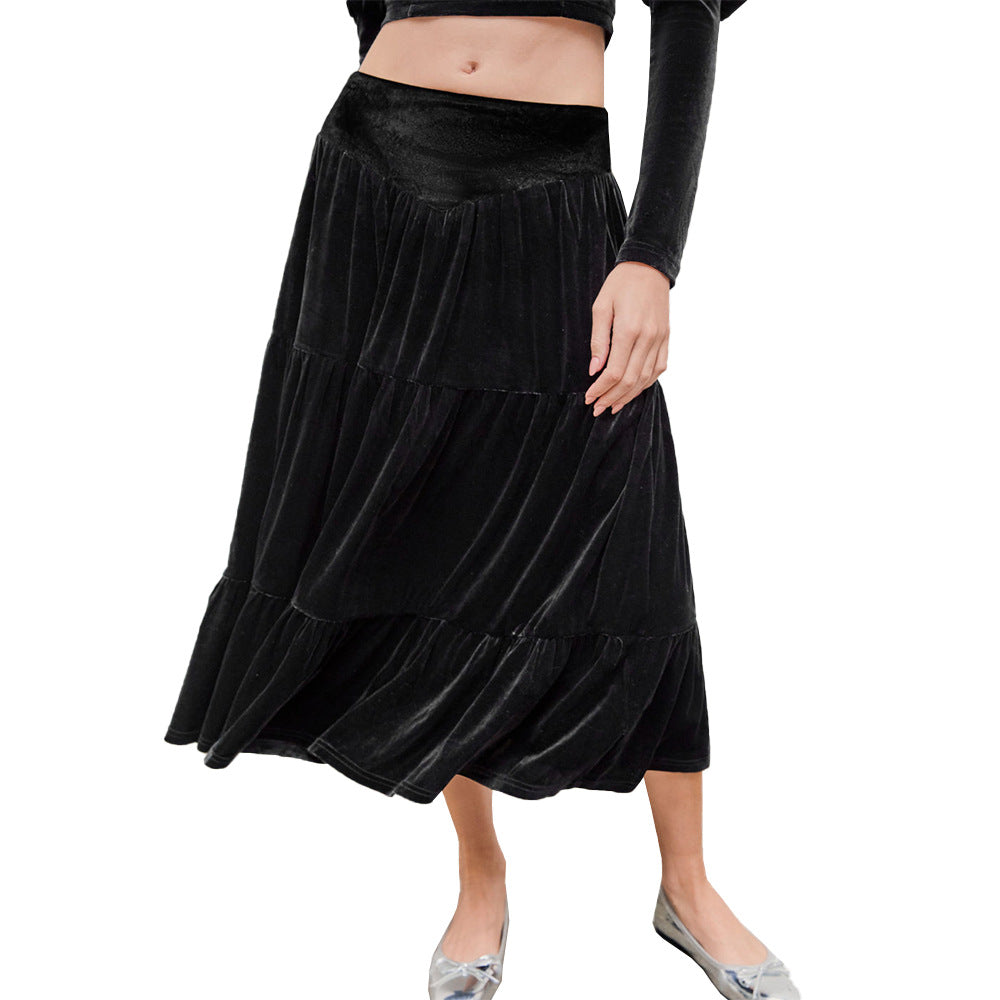 Damen Rüschenshirt Set mit Maxi-Rock Elegant