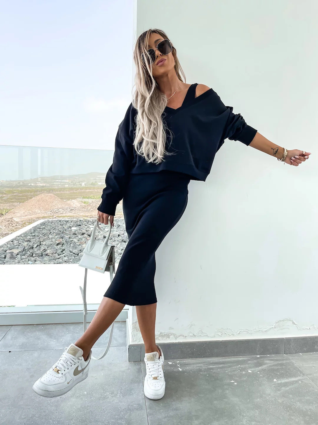 Damen Kleidungsset mit Oberteil und Rock Eveloria Elegantes Set
