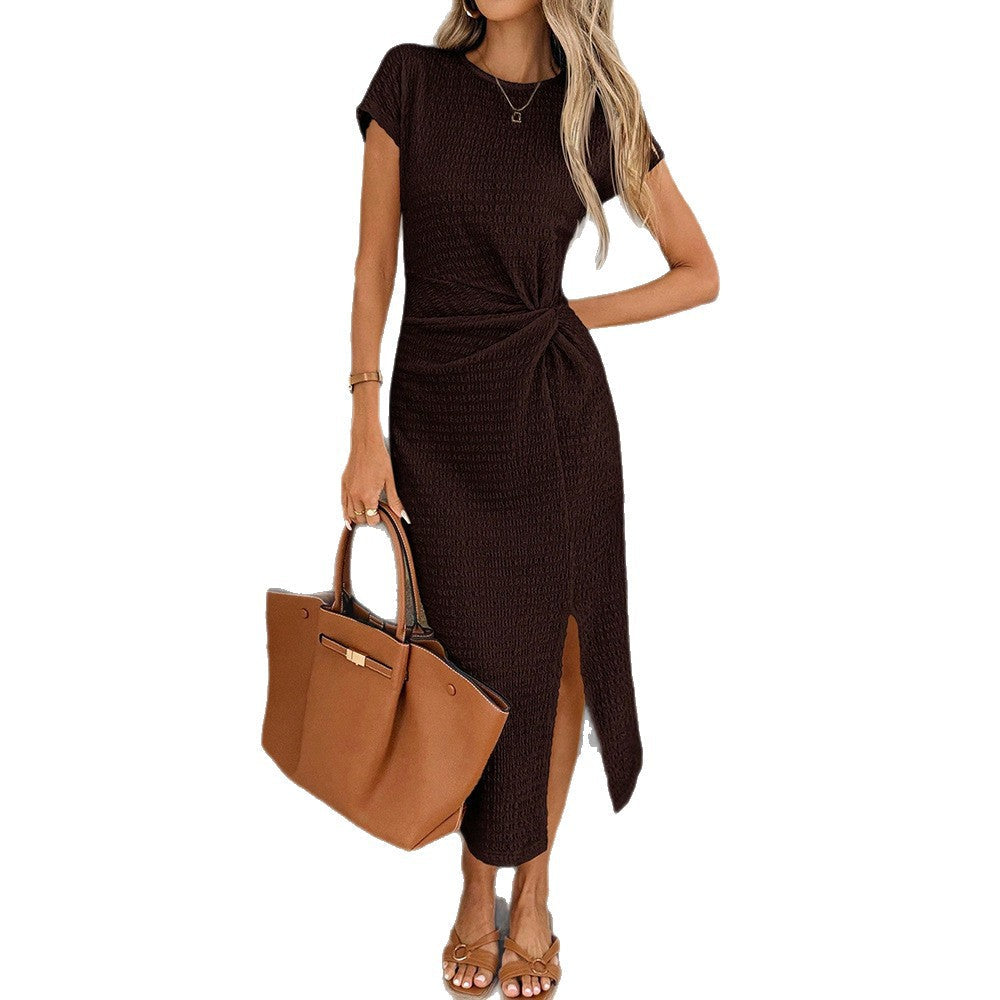 Damen Maxikleid Elegant Knoten Detailierung