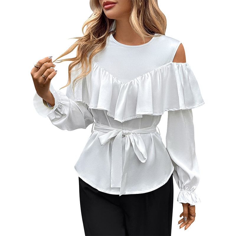 Damen Bluse RüschenDetails Tailliert Eveloria