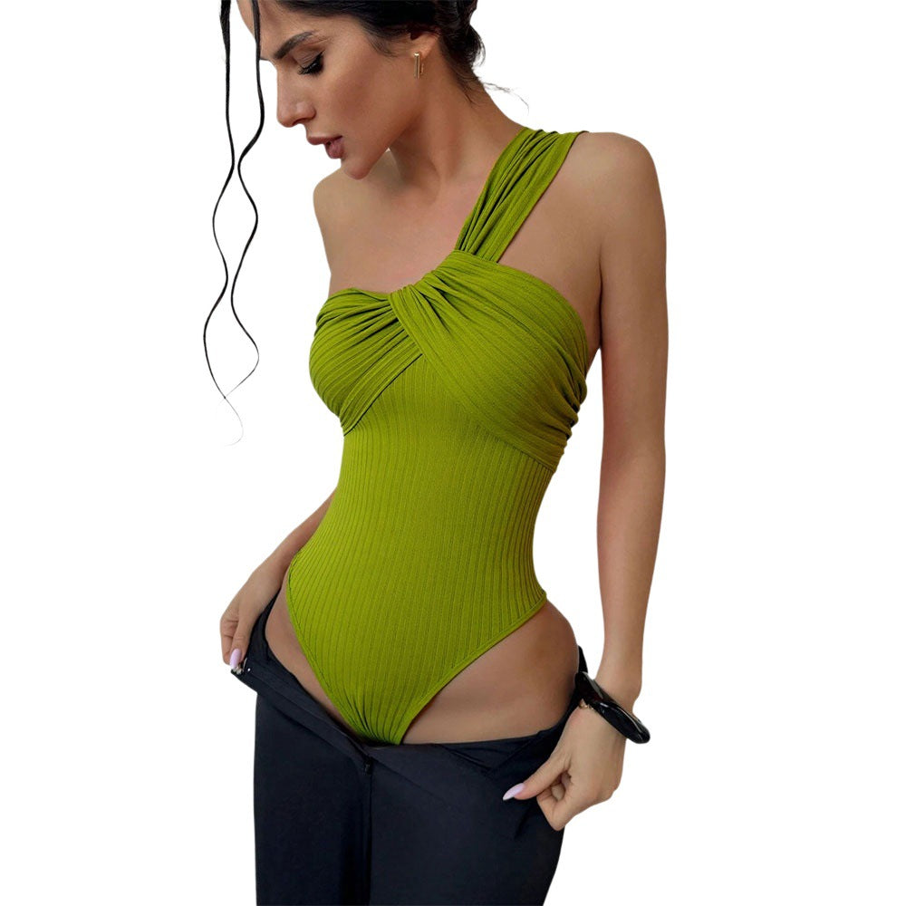 Damen Badeanzug Elegantes Drapierungsdesign Einarmig Eveloria