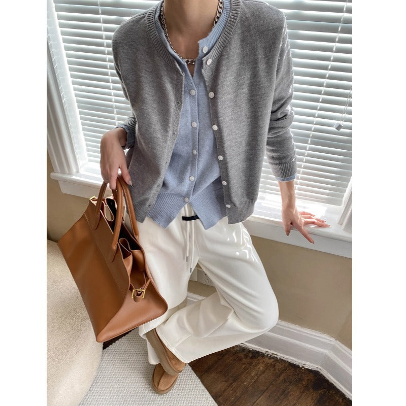 Damen Strickcardigan Klassisch Knöpfe Elegantes Design