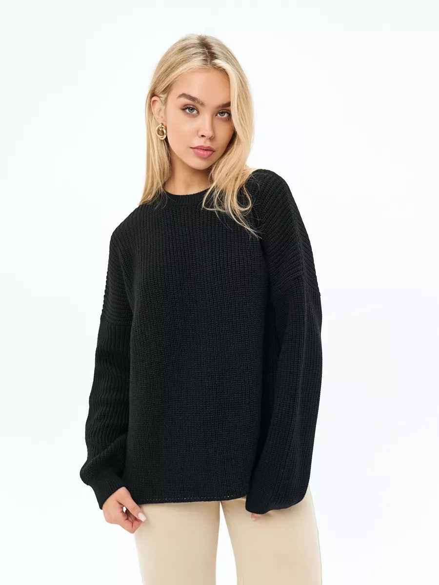 Damen Grobstrickpullover Lockerer Pullover Strukturiertes Design