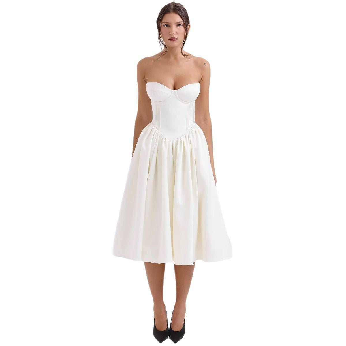Damen Cocktailkleid Corsage-Oberteil Voluminöser Rock Eveloria
