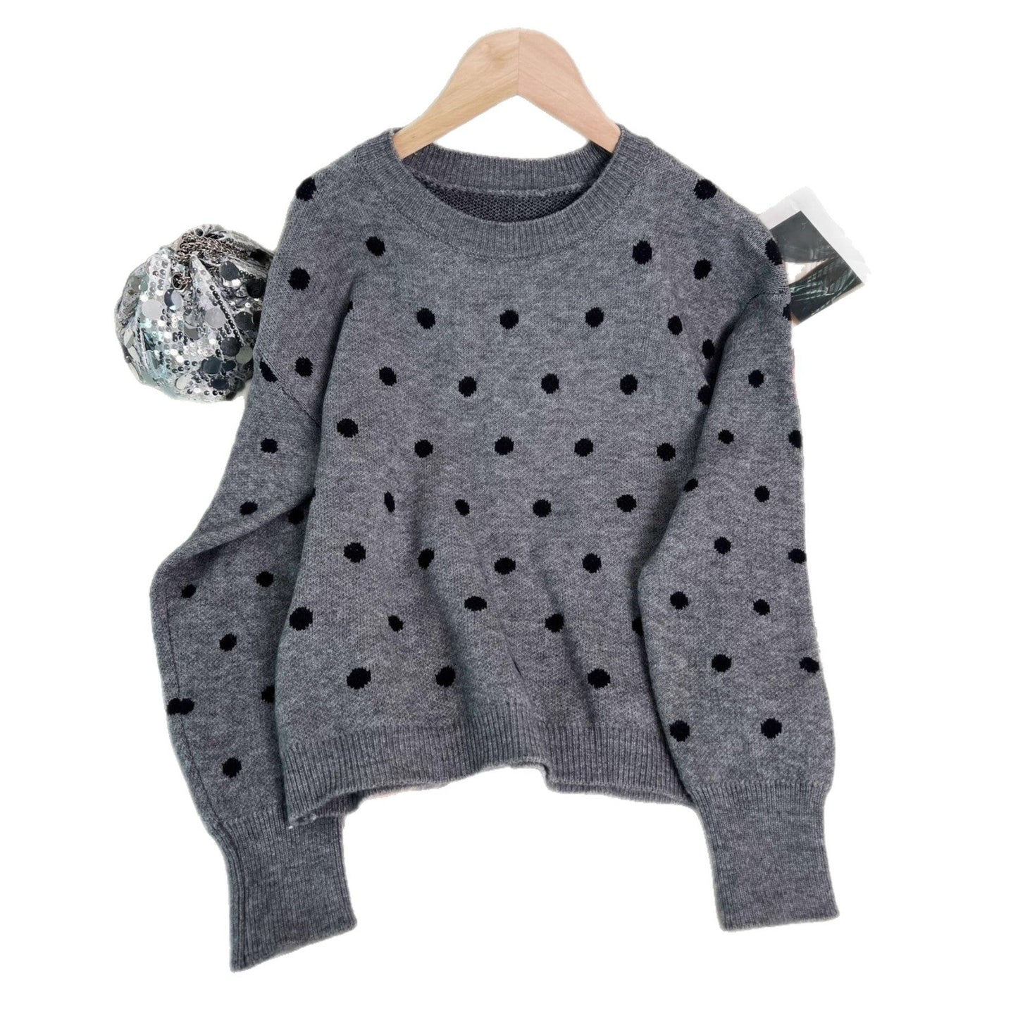 Damen Pullover Lebendiges Punktemuster Eveloria