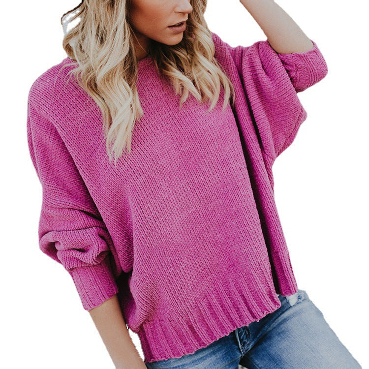 Damen Oversized Strickpullover Weite Ärmel Lässig
