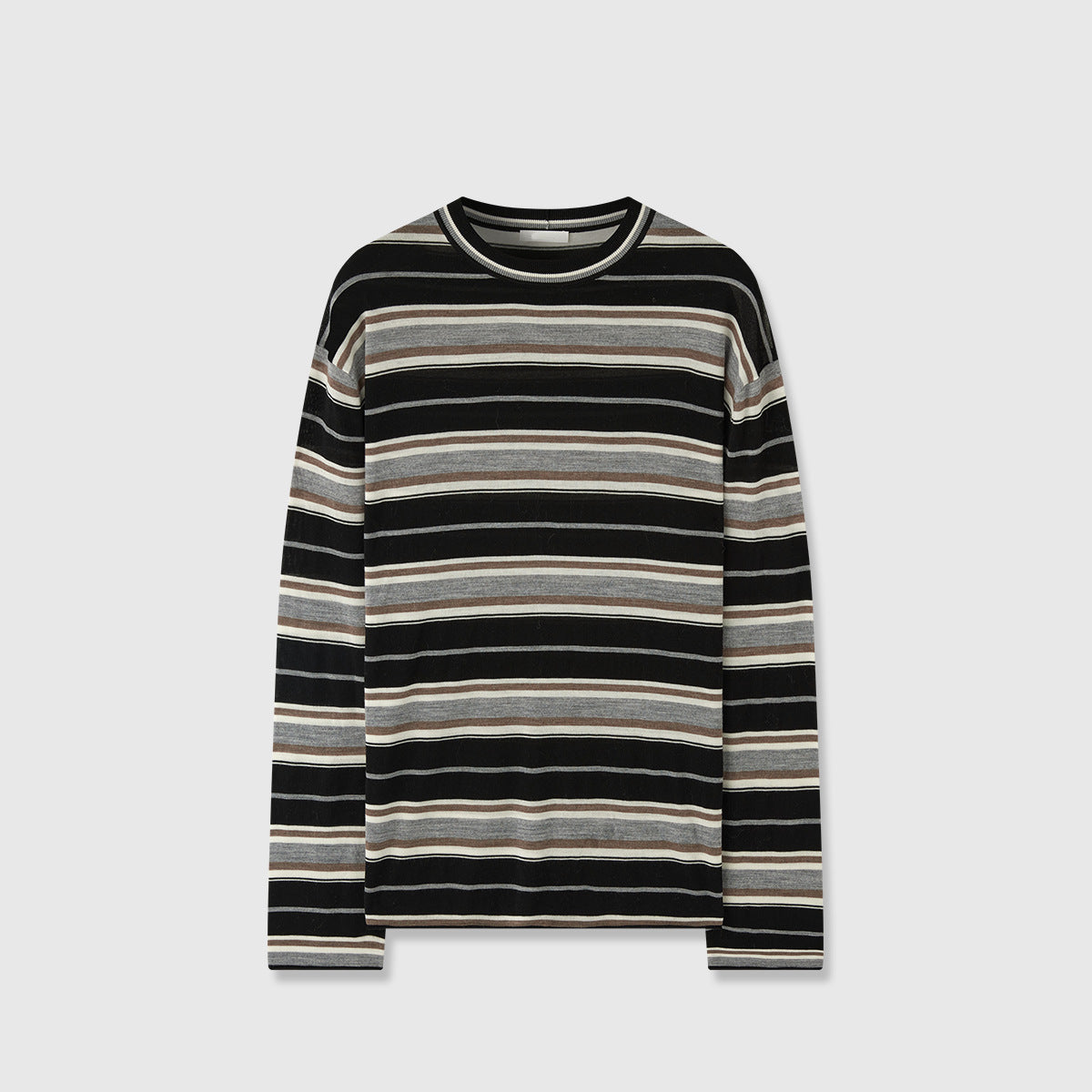Damen Langarmshirt Streifenmuster Eveloria Baumwolle Weiß