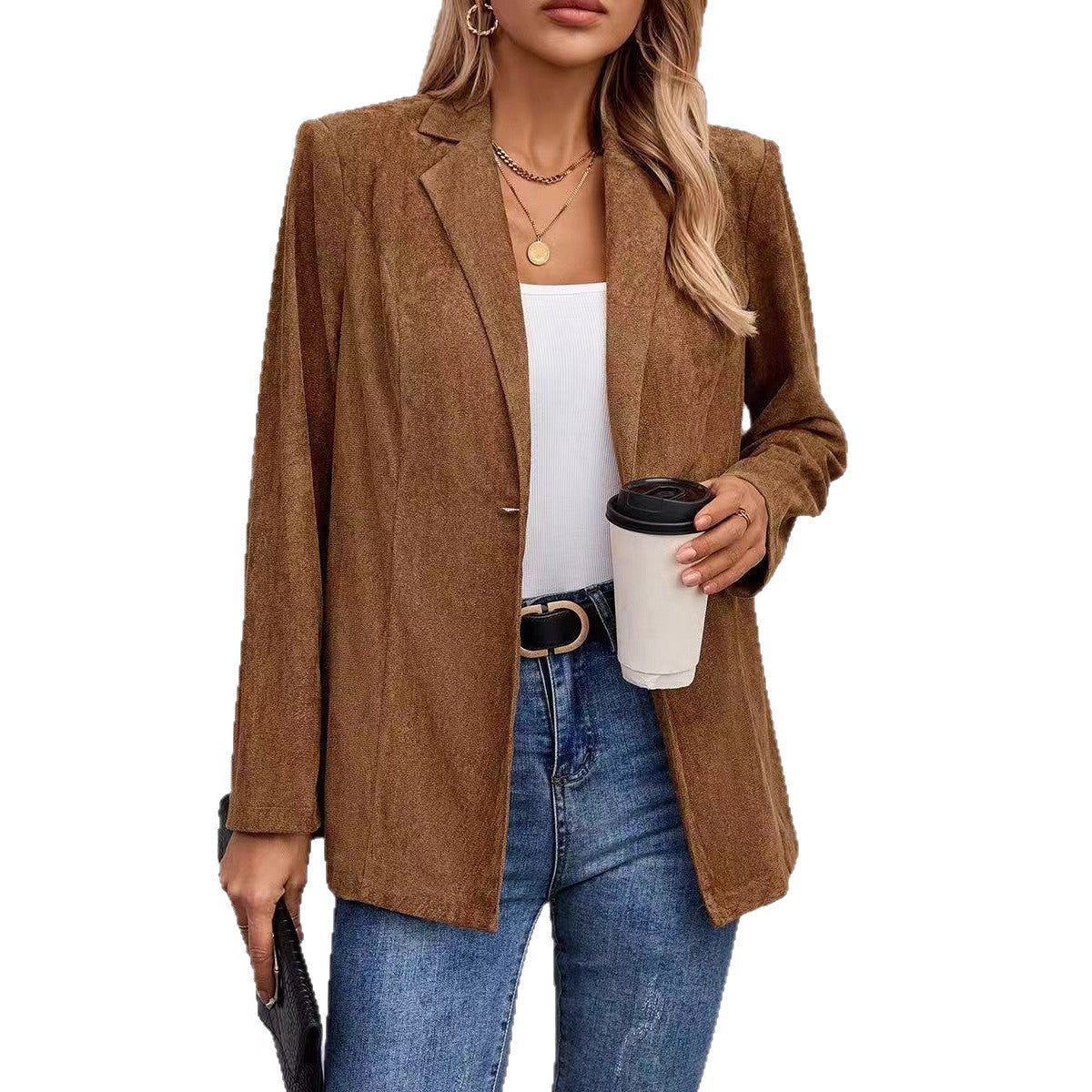 Damen Blazer Samtweich Struktur Oberfläche Eveloria