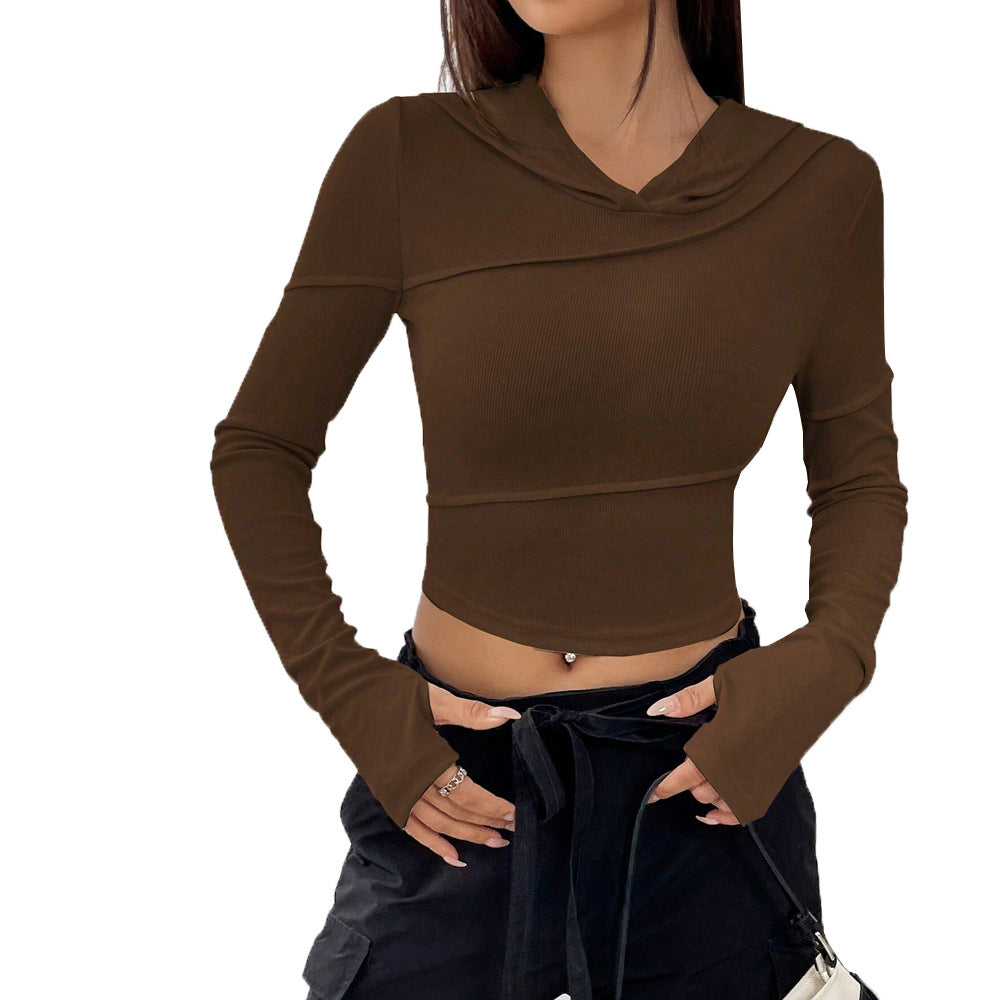 Damen Crop- mit Kapuze Langarm Evelyn