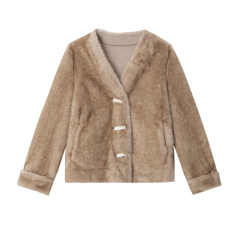 Damen Strickjacke Kuschelig mit Knöpfen Elegant Grau