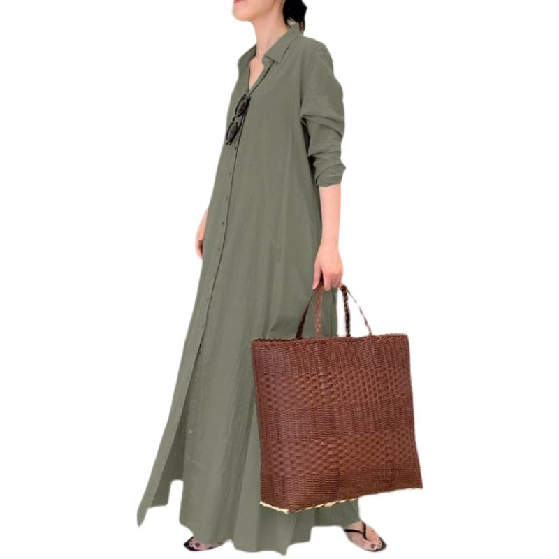 Damen Hemdblusenkleid Langärmlig Mit Seitentaschen Eveloria