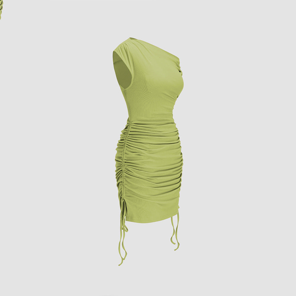 Damen Wickelkleid Asymmetrischer Ausschnitt Rüschendetails