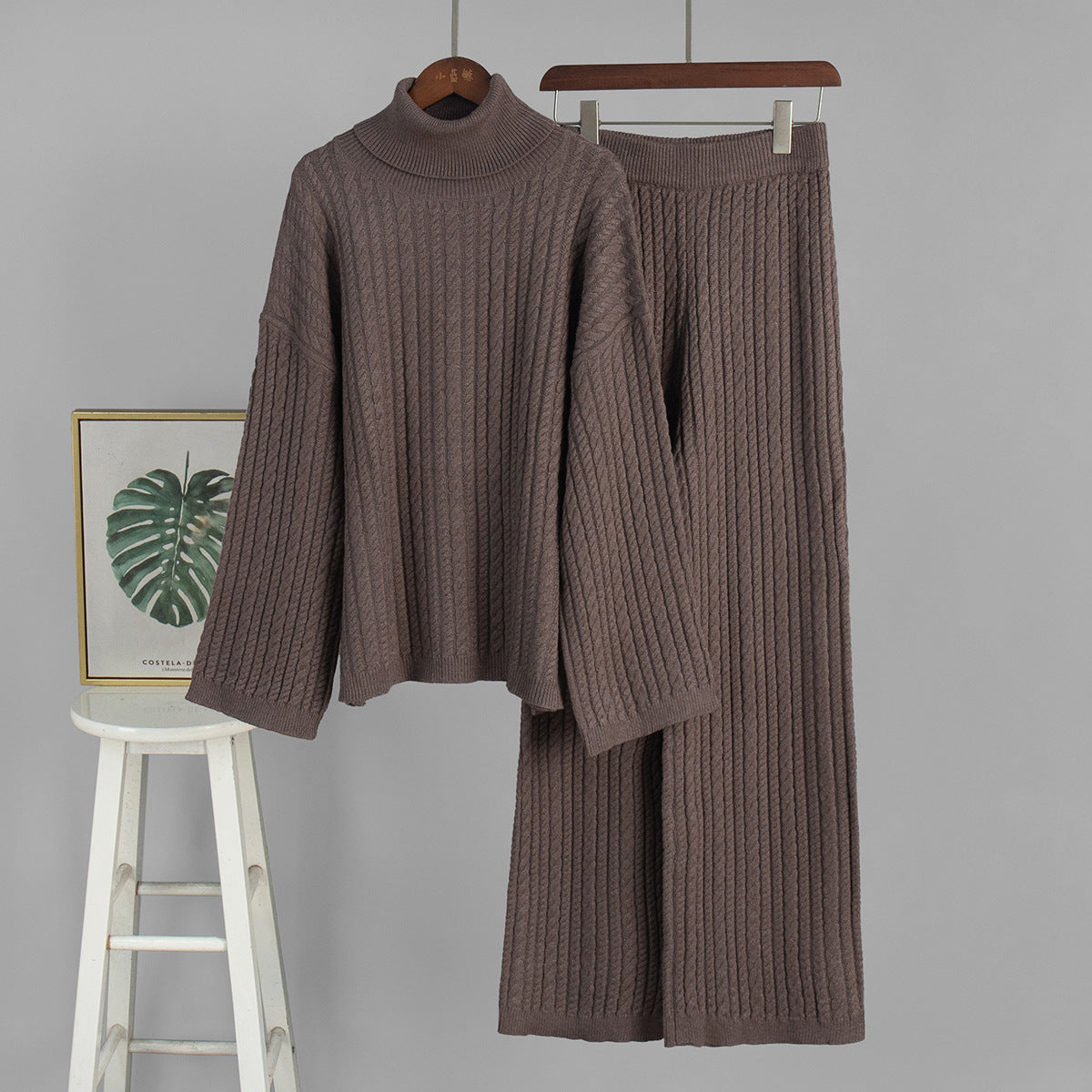 Damen Strickanzug Hohler Kragen Weites Design Eveloria