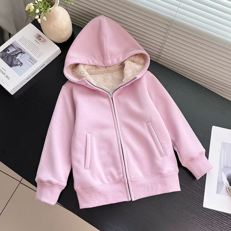 Damen Hoodie-Jacke Fleecefüllung Warm Kuschelig Grau Eveloria