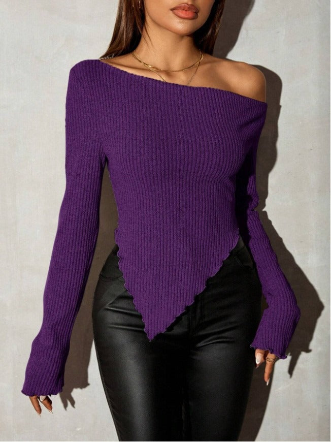 Damen Asymmetrischer Strickpullover Eveloria