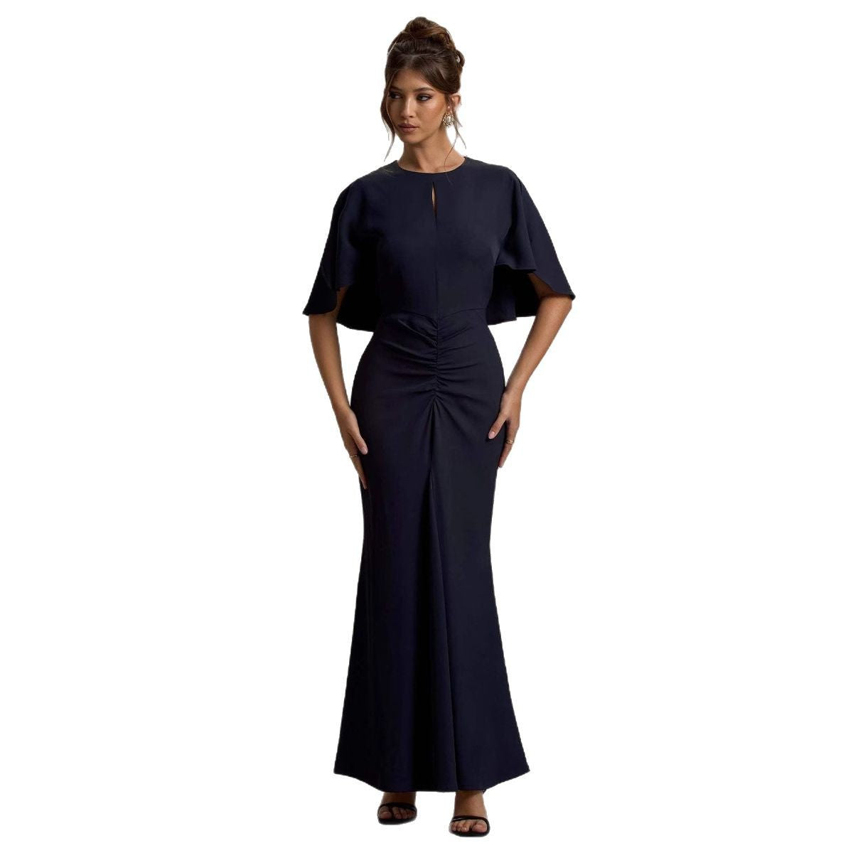 Damen Abendkleid Fließender Schnitt Kappenärmel Eveloria