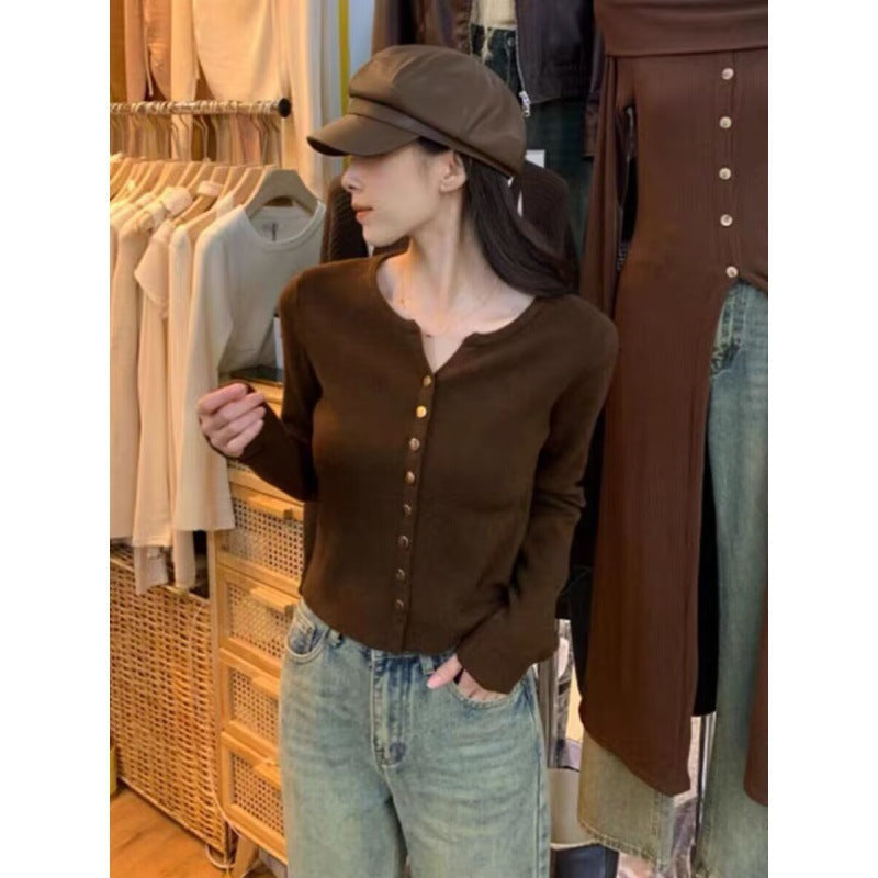Damen Strickjacke Weich Knöpfe Beige Eveloria