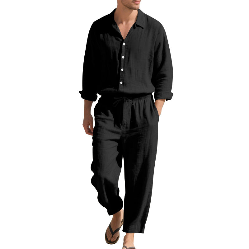 Herren Leinenanzug Lässig Moderner Schnitt Beige