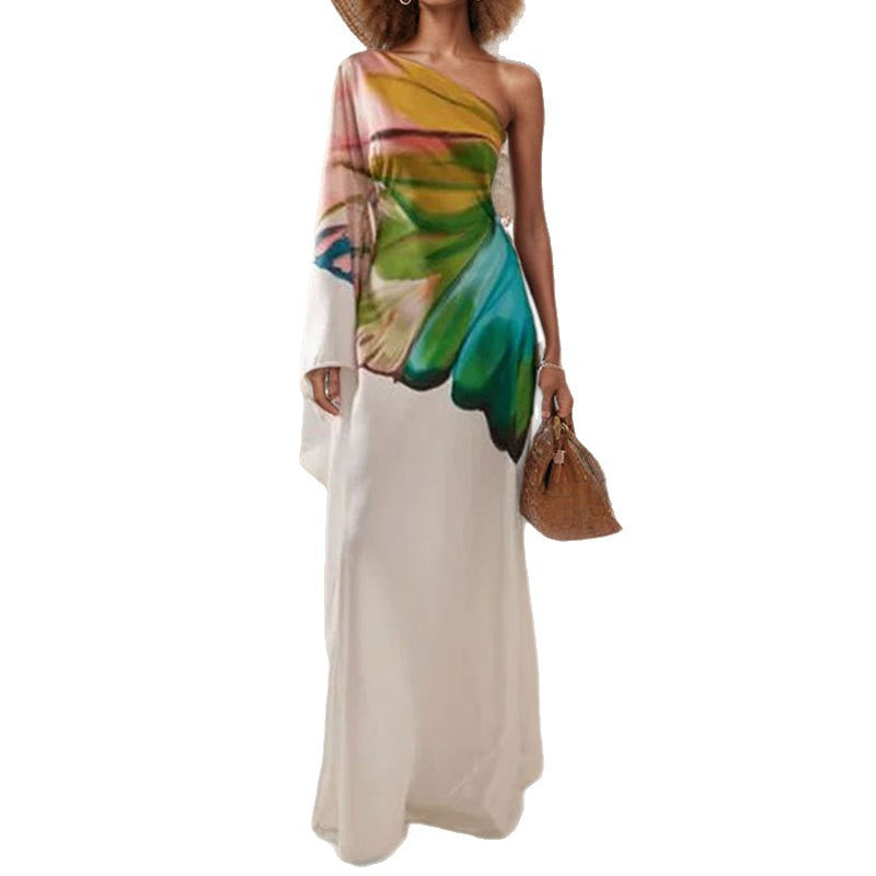 Damen Maxikleid Asymmetrisch Farbverlauf