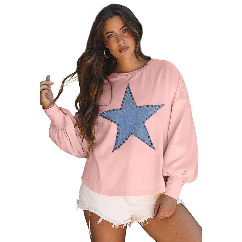 Eveloria Damen Sweatshirt Baumwolle Lockerer Schnitt Langärmlig Weich