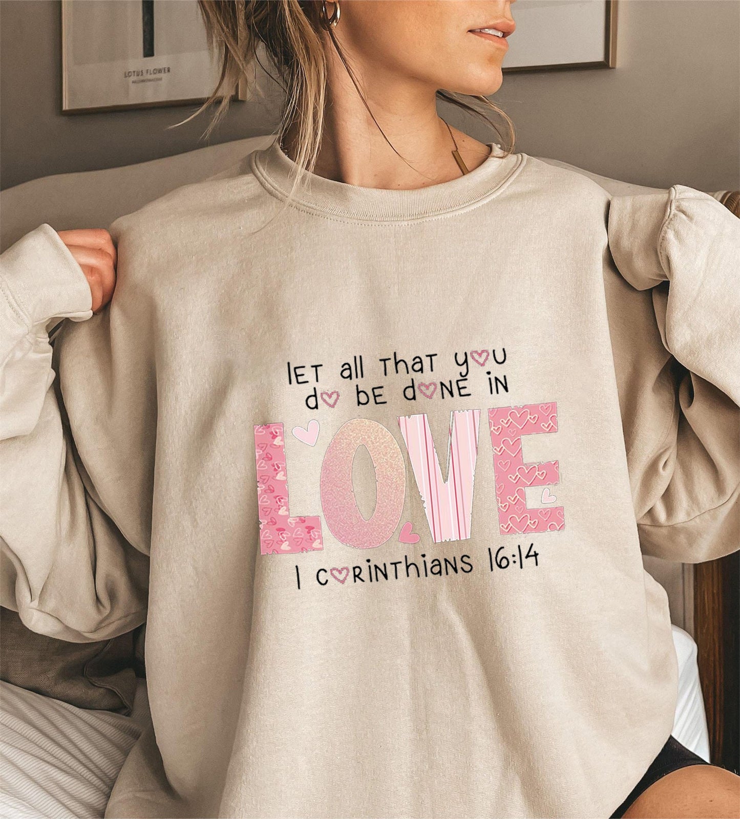 Damen Sweatshirt Bequem Baumwolle Inspirierender Druck Grau